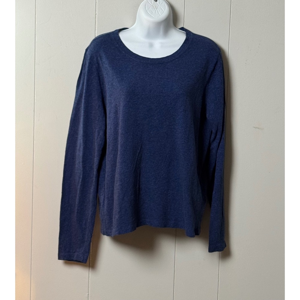 J.Crew Women's Long Sleeve 100% Cotton Crewneck T-Shirt Blue Heathered Size L